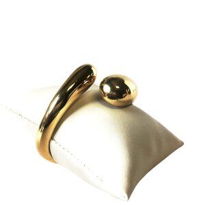 Golden Hinged Cuff Bracelet Vintage Costume Jewelry 80s Gold Bold Costume